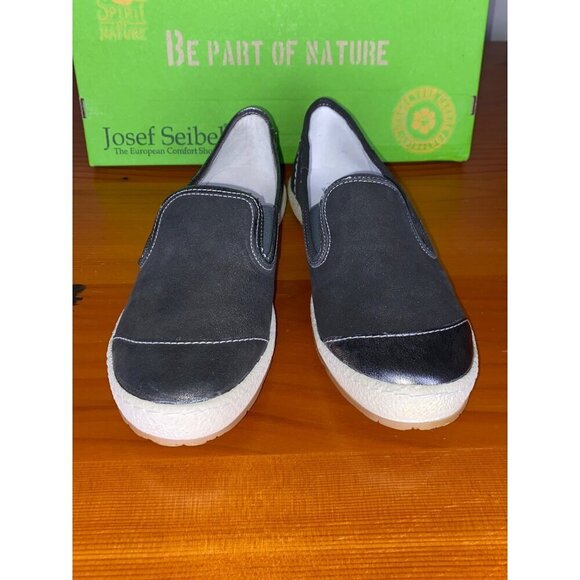 Josef Seibel Graphite Metallic Slip-On Leather Sneakers EU 37 / US 6. Comfort - Picture 1 of 8